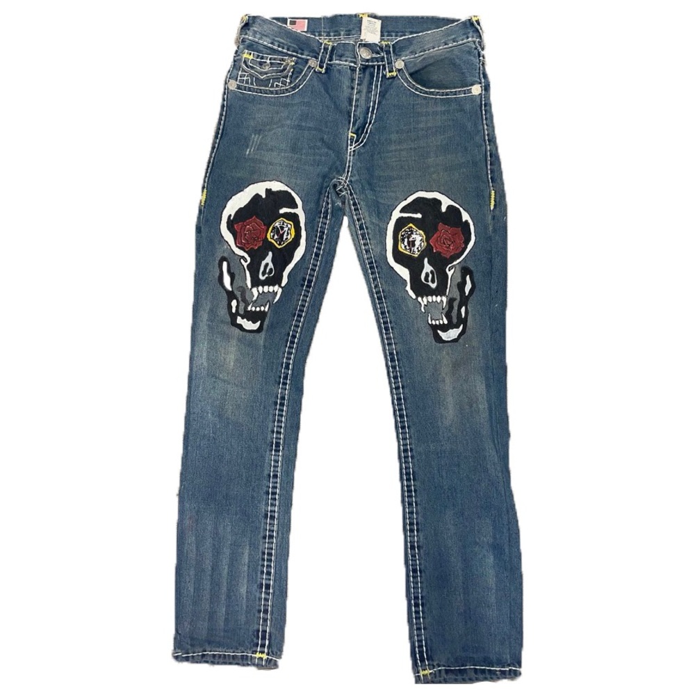 Hand Painted “Time is Grim” denim